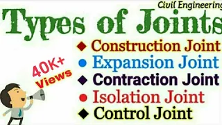 Expansion Joint | Construction Joint | Contraction Joint | Control Joint | Isolation Joint