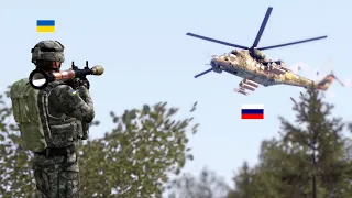 Russian Helicopter Gunship Shot Down in Flames | MI-24 Flying tank destroyed by a direct shot