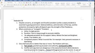 Federalist 70 Summary