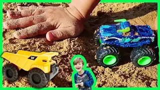 Unboxing Toy Monster Trucks and Construction Trucks and Playing