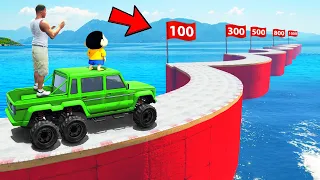 SHINCHAN AND FRANKLIN TRIED THE IMPOSSIBLE FROZEN ROAD TRACK POINTS PARKOUR CHALLENGE GTA 5