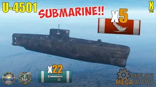 Submarine U-4501 5 Kills & 111k Damage | World of Warships Gameplay