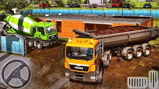 Construction simulator 2022 Concrete Mixer And pump low loader truck JCB Crane Android Gameplay