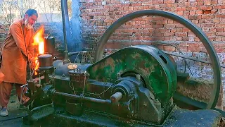 amazing desi old black engine startup || ruston hornsby engine || clean gaddam machine