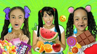 AS MENINAS QUE SÓ QUERIA COMER DOCES VS A MENINA QUE SÓ COMIA FRUTAS!parte 02