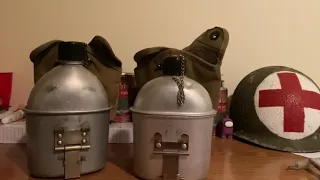 Comparison of Original WW2 canteen set to a reproduction