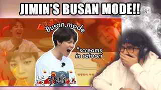 Jimin' s Busan satoori (dialect) jumping out | don't make the Busan boy angry | Reaction