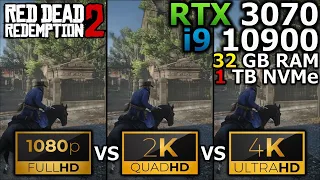 Red Dead Redemption 2 | 1080p vs 1440p vs 2160p | RTX 3070 | i9 10900 | 32GB RAM | 1TB SSD NVMe M.2