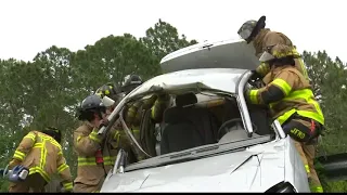 One hour: Testing out the new 'Jaws of Life' in case you're trapped in a car