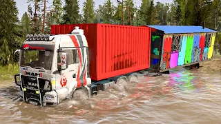 Spintires Mudrunner - MAN Y 1 Truck Transport Garage Container THE VALLAY MAP (Part 3)