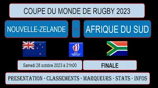 NOUVELLE-ZELANDE - AFRIQUE DU SUD : FINALE de la Coupe du Monde de Rugby 2023 - 28/10/2023