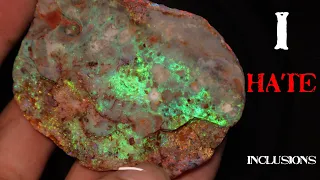 Scrubbing Second Side Of Huge Coober Pedy Opal. Outback Opal Hunters The Blacklighters Rough.