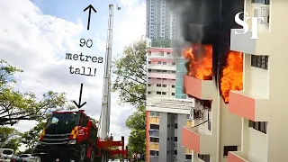 90m-tall SCDF 'high' tech help to put out high-rise fires in Singapore