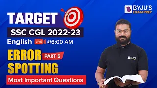 Target SSC CGL 2022 | English for SSC CGL | Error Spotting Day 5 | English for CGL with Lokesh Sir