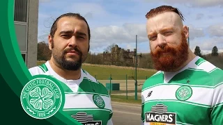 Celtic FC - WWE stars Rusev and Sheamus at Lennoxtown