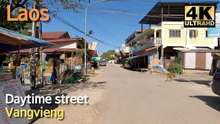 🇹🇭 2022 Vangvieng Daytime | Laos travel | vangvieng road 4k | vangvieng street food | walking street