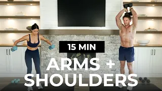 15 Min Arms & Shoulder Workout with Dumbbells [Shoulders, Biceps & Triceps]