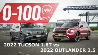 2022 Hyundai Tucson vs Mitsubishi Outlander: 0-100km/h & engine sound