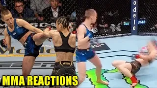 MMA pro's react to Rose Namajunas KO's Zhang Weili via Head KICK at UFC 261