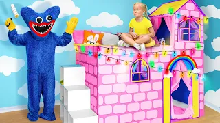 WINZIGES HAUS UNTER 100€ | Schwester & Huggy Wuggy bauen für kleine Schwester! Von 123GO! SCHOOL