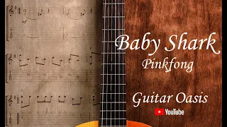 Baby Shark - Pinkfong (Solo + Guitar Tab + Tutorial (Easy & Hard))