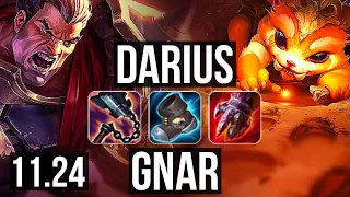 DARIUS vs GNAR (TOP) | Quadra, 6 solo kills, 1.4M mastery, 17/3/7, 600+ games | NA Master | 11.24