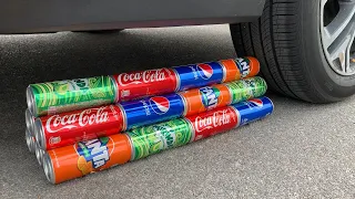 Satisfying Video | Cars vs Coca Cola, Fanta, Mirinda | Crushing crunchy & soft things by car !