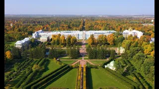 Екатерининский дворец с квадрокоптера в Пушкине | Аэросъёмка в Санкт-Петербурге