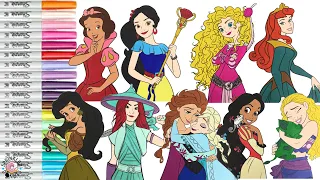 Disney Princess Coloring Book Compilation Color Swap Edition Raya Moana Snow White Anna Elsa & More