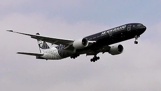 *ALL BLACKS* Air New Zealand Boeing 777-300ER landing at London Heathrow Airport