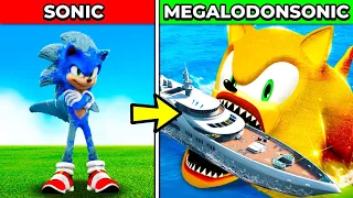 EVOLUI o SONIC NORMAL para o MEGALODON-SONIC DE OURO no GTA 5!!!