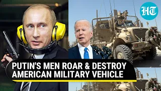 Russians destroy American military vehicle, Ukrainian soldiers panic & run for their lives | Watch