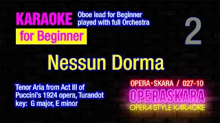 Puccini`s Nessun Dorma Karaoke, played with full Orchestra /Oboe lead for beginner