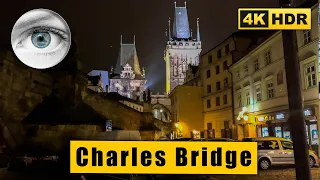 Prague walking tour of Charles Bridge in the evening 🇨🇿 Czech Republic 4K HDR ASMR