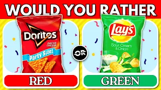 Would You Rather...? | Red Vs Green Food & Drinks 🍒🥝 - Food Edition