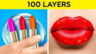 100 LAYERS CHALLENGE || Cool Hair And Make Up Ideas For Girls By 123 GO!LIVE