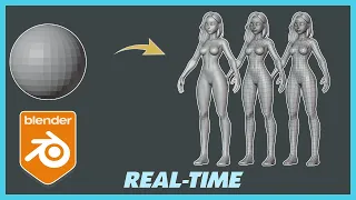Blender sculpt Real time: Base mesh female body (retopologized)