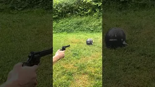 .22 flobert revolver vs motorcycle helmet (went through - slow motion).