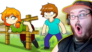 Steve & Alex Minecraft Anime | Steve I'm stuck, TNT prank & Physical vs Builder (PART 1) REACTION!!!