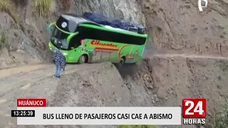 ¡De infarto! bus lleno de pasajeros estuvo a punto de caer a un abismo