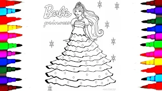 How To Draw Barbie Princess Dress l BARBIE Coloring Pages with Colored Markers l Videos for Children