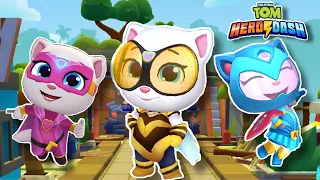 TALKING TOM HERO DASH GAMEPLAY | TALKING QUEEN BEE ANGELA VS SUPER ANGELA VS ICE ANGELA