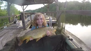 Little girl catching big fish