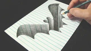 Drawing Bat Hole in Line Paper - How to Draw Bat Hole - By Vamos