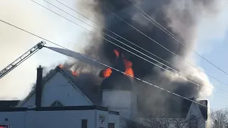 Bridgetown NS church fire April 26 2024 - fire starts to spread
