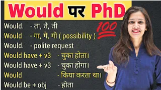 Would पर करे PhD | All of Would in Detail with Examples | Modal Verbs | English with Khushi