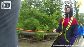 WOW! Watch New York Police Help Stranded Drivers to Safety in FLOOD