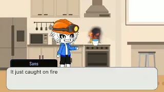 Sans burns the water