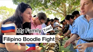 Russian Family Tried the Filipino Boodle Fight🇷🇺🇵🇭