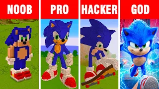 Minecraft NOOB vs PRO vs HACKER vs GOD: SONIC STATUE BUILD challenge in Minecraft